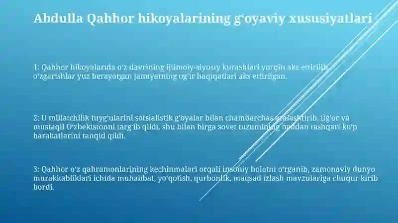 Abdulla Qahhor Hikoyalarining Mazmuniy-GʻOyaviyOʻZigaXosligi 2
