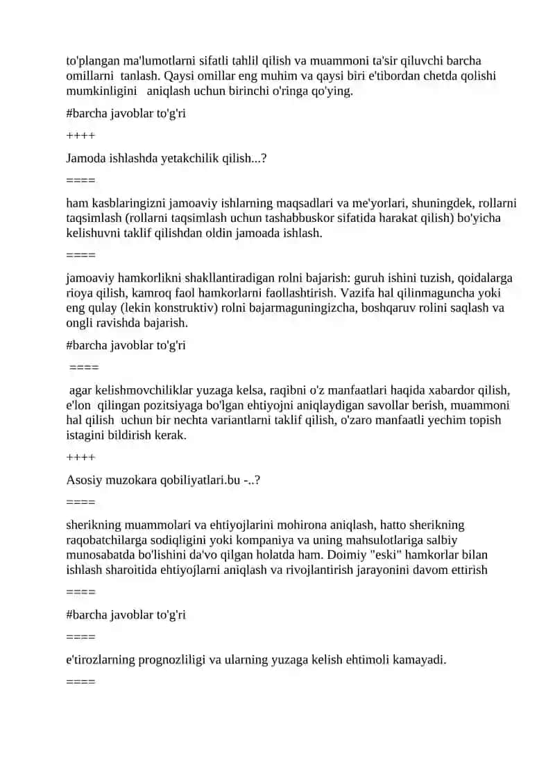 AKADEMIK KO’NIK’MALAR VA KASBIY KOMPETENILIK fanidan YAUNIY BAHOLASH TESTLARI 2