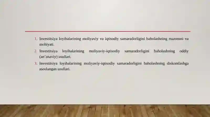 Investitsiya loyihalarining moliyaviy va iqtisodiy samaradorligini baholash 2