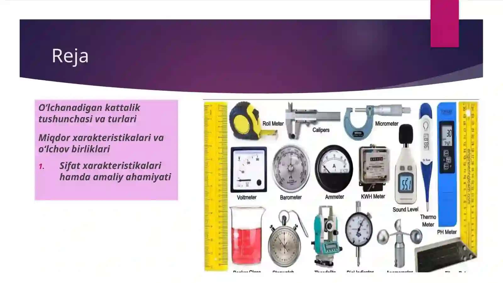 O‘LCHANADIGAN KATTALIKLARNING MIQDOR VA SIFAT XARAKTERISTIKALARI 2