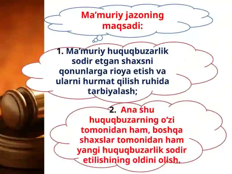 Ma'muriy jazolar tushunchasi, maqsadi va vazifalari 2