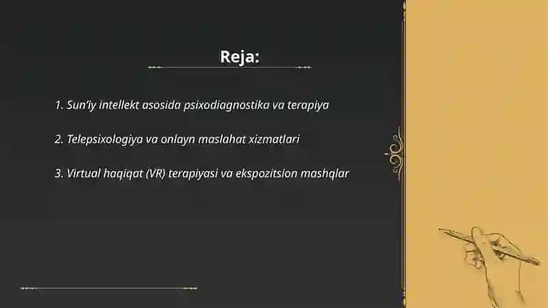 Psixalogiya sohasining innovatsion yangiliklari 2