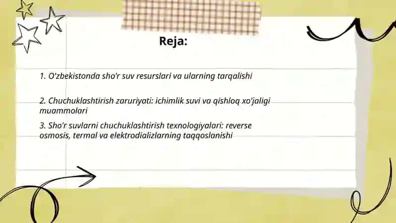 Sho'r suvlarni chuchuklashtirish ģoyasi 2