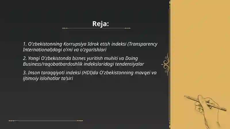 O'zbekistonning Korrupsiya Idrok etish indeksi (Transparency International)dagi o'rni va o'zgarishlari 2