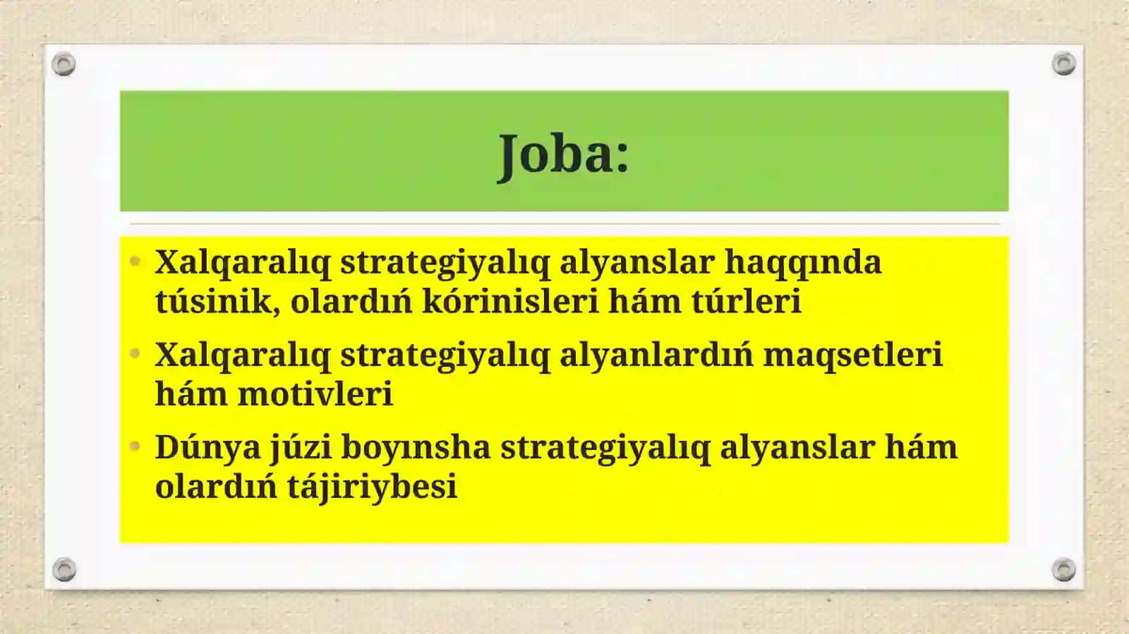Alyanslar haqqında túsinik. Zamanagóy xalıqaralıq biznesde registrategiyalıq alyanslardıń ahimiyeti hám túrleri 2