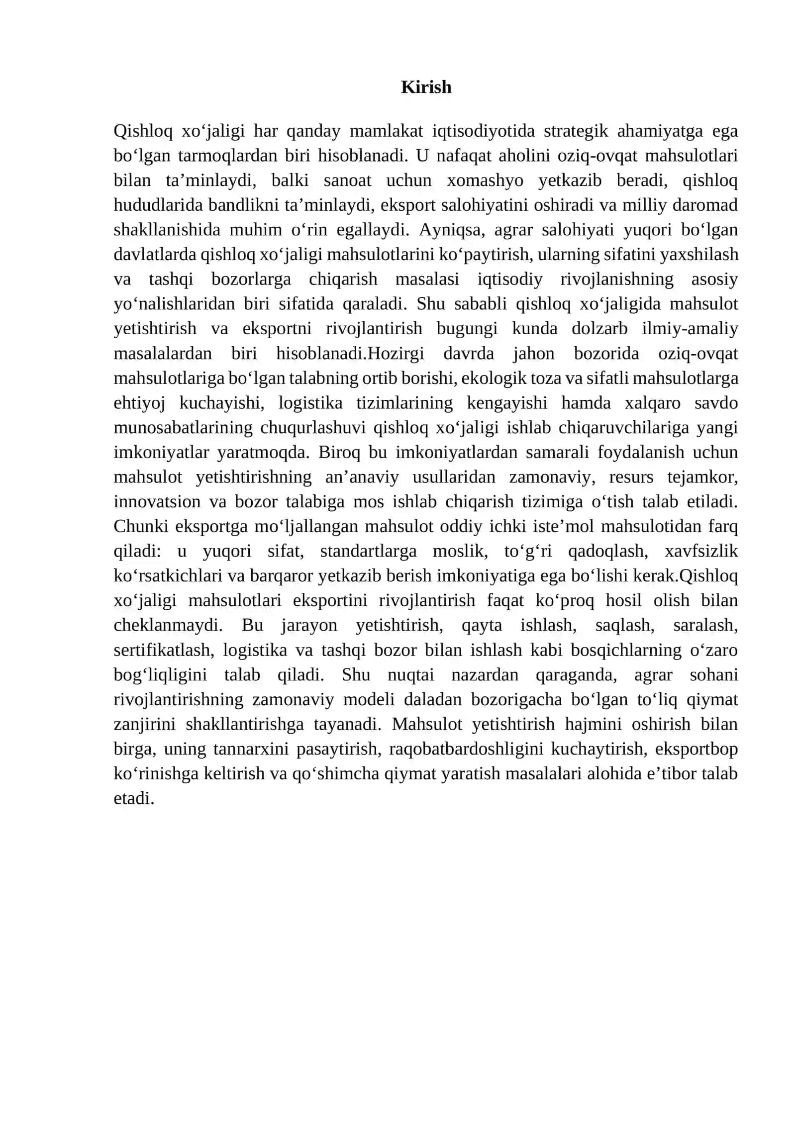 Mamlakatimizda qishloq xoʻjaligida amalga oshirilayotgan islohotlar 2