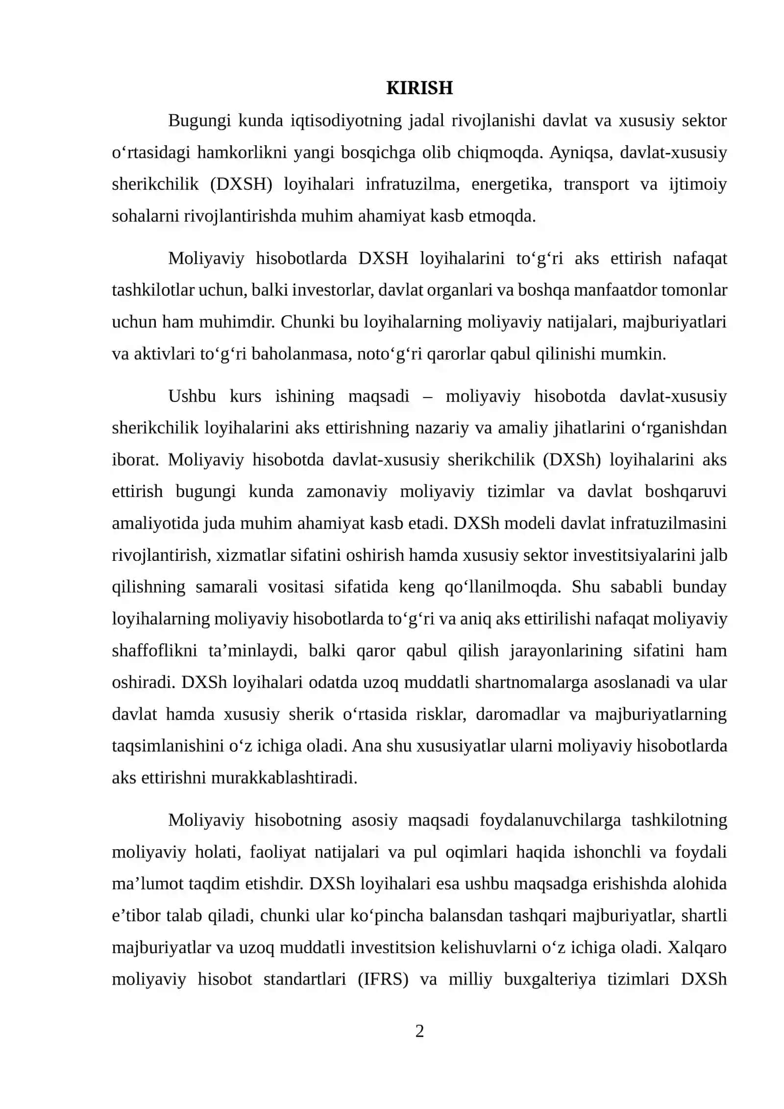 MOLIYAVIY HISOBOTDA DAVLAT-XUSUSIY SHERIKCHILIK LOYIHALARINI AKS ETTIRISH 2