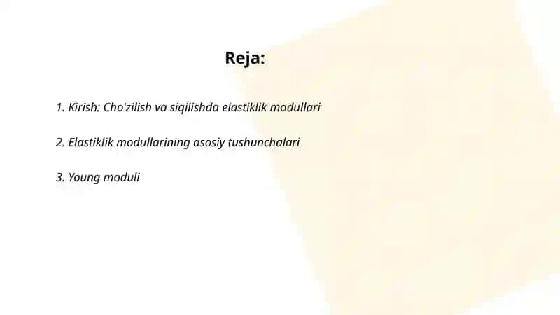 Cho'zilish va siqilishda elastiklik modullari 2