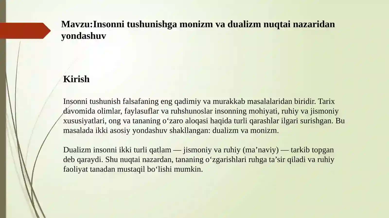 Inson nitushunish gamonizmi va dualizm 2