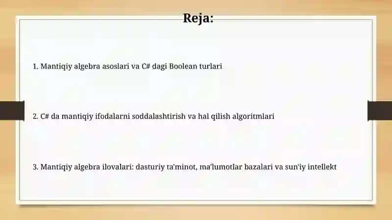 Diskret matematika va C#: Boolean masalalrini dasturiy yechish va uni qollash metodikasi 2