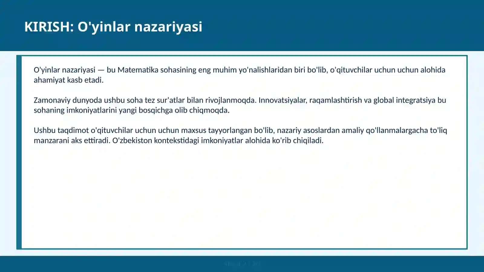 O'yinlar nazariyasi 2