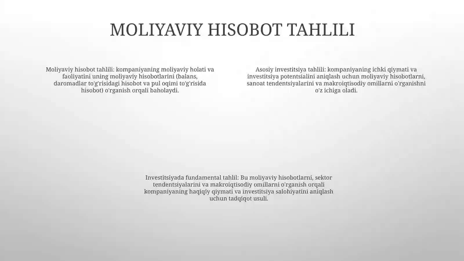 Fundamental tahlil nima? 2