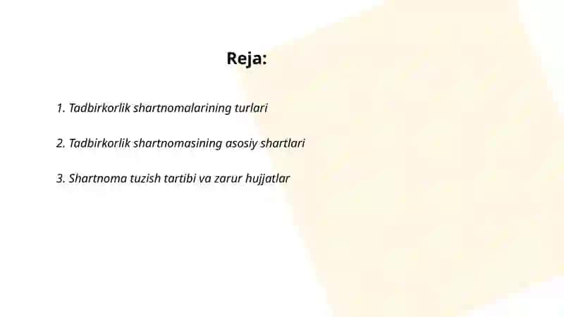 Tadbirkorlik shartnomalari 2