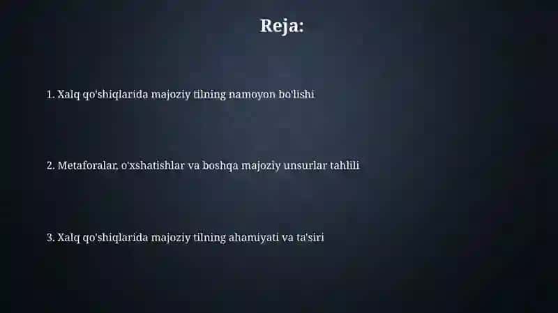 Xalq qo'shiqlarida badiiy til: Kirish 2