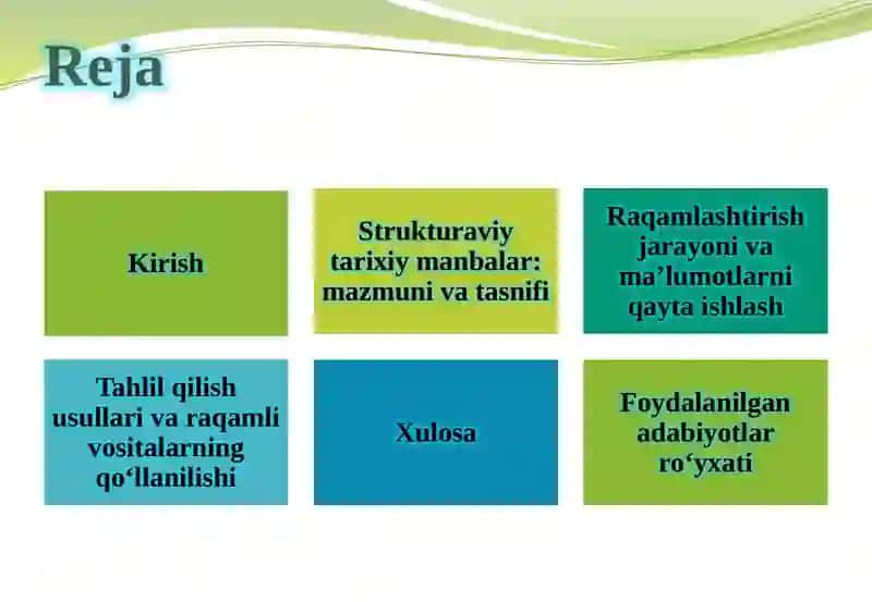 Strukturaviy tarixiy manbalarni qayta ishlash va tahlil qilish 2