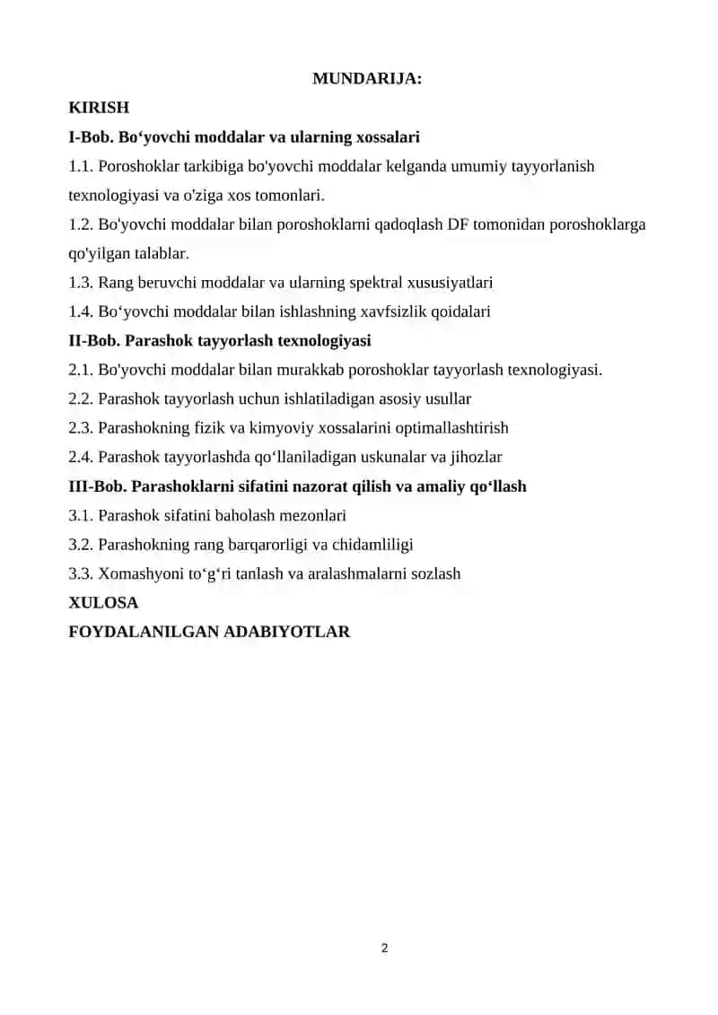 Bo'yovchi moddalar bilan parashoklar tayyorlash 2