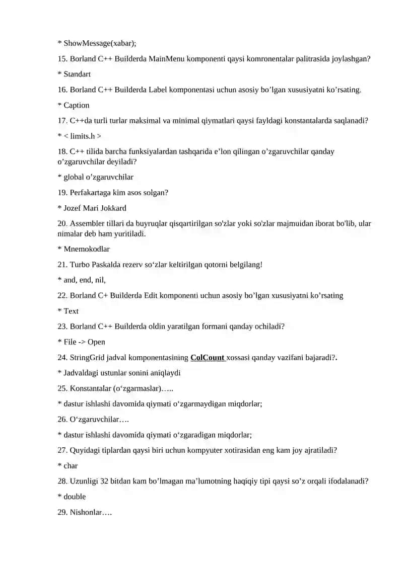 Borland C++ Builder Additional bo’limi 2