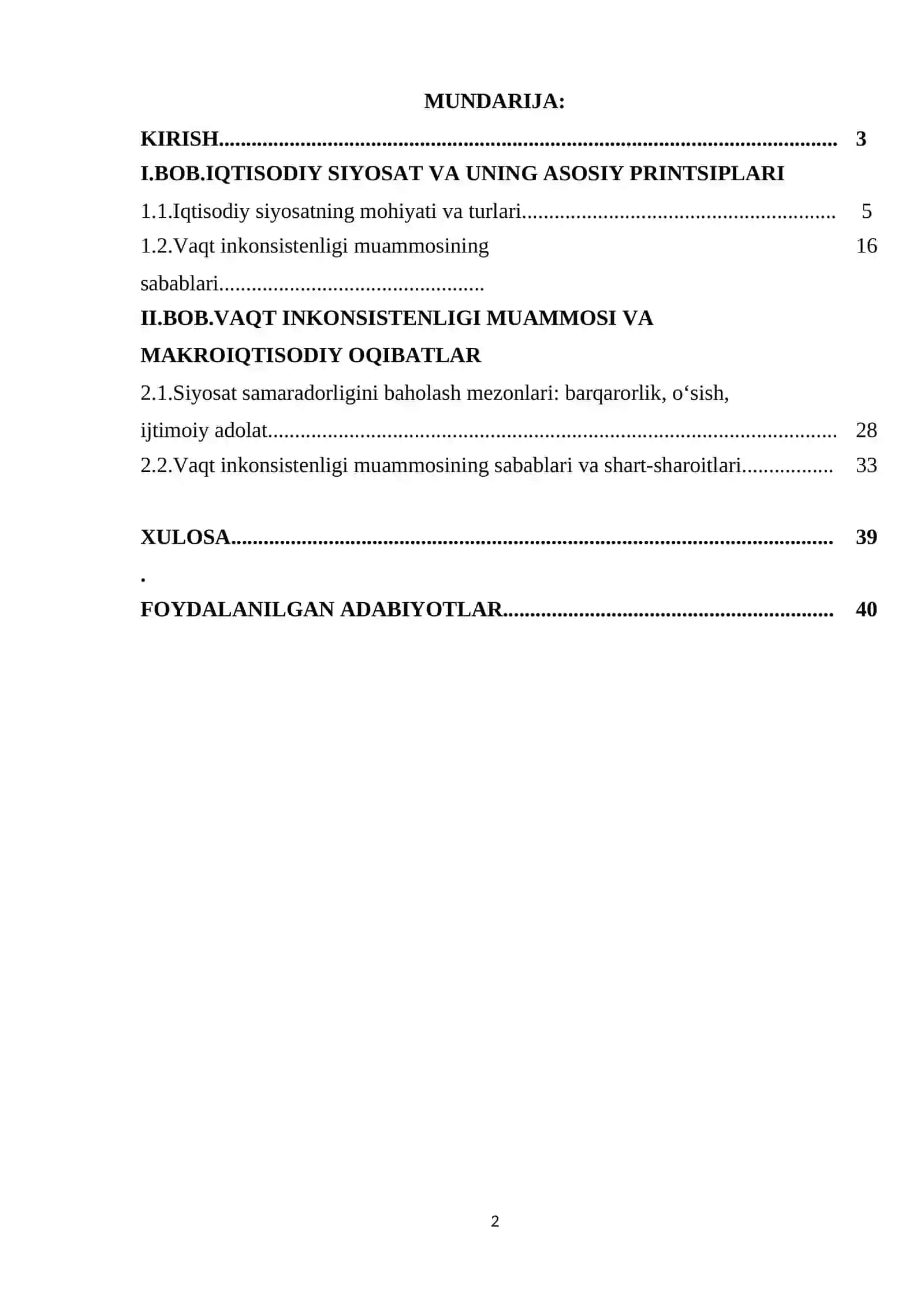 IQTISODIY SIYOSATNING VAQT INKONSISTENLIGI MUAMMOSI 2