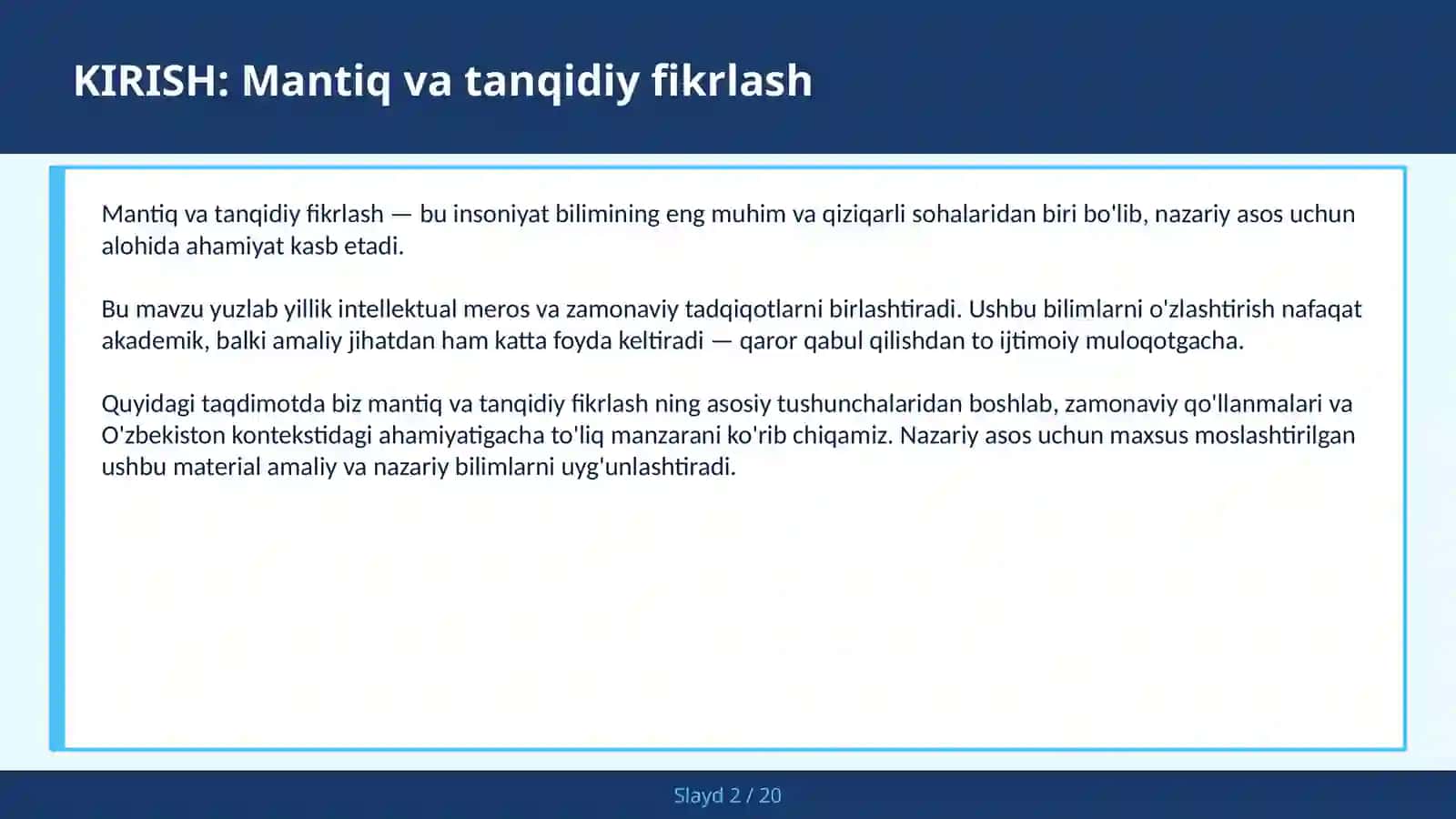 Mantiq va tanqidiy fikrlash 2