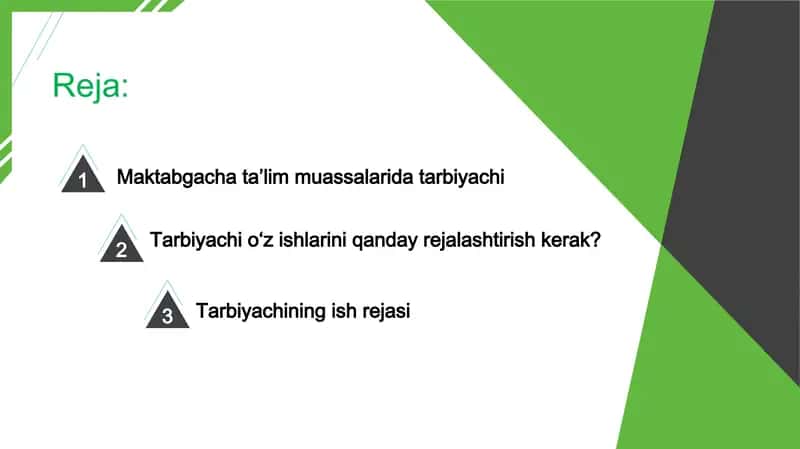 Tarbiyachining ish rejasi 2