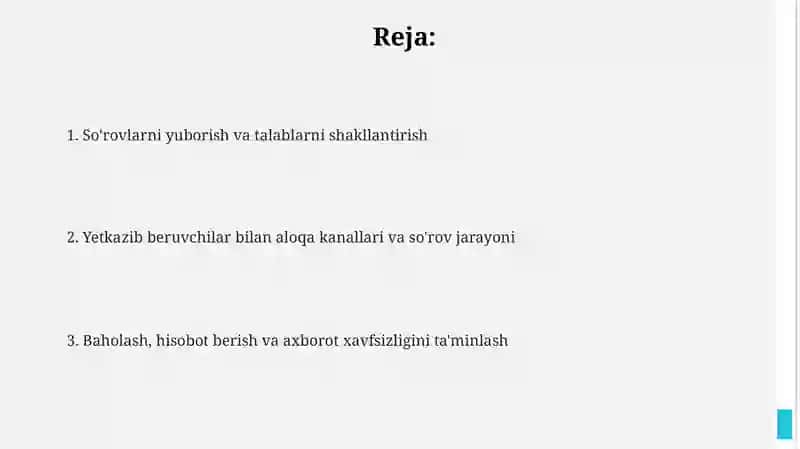 Xarid sorovi va talablarini ishtirokchilarga yetkazish mexanizmi 2