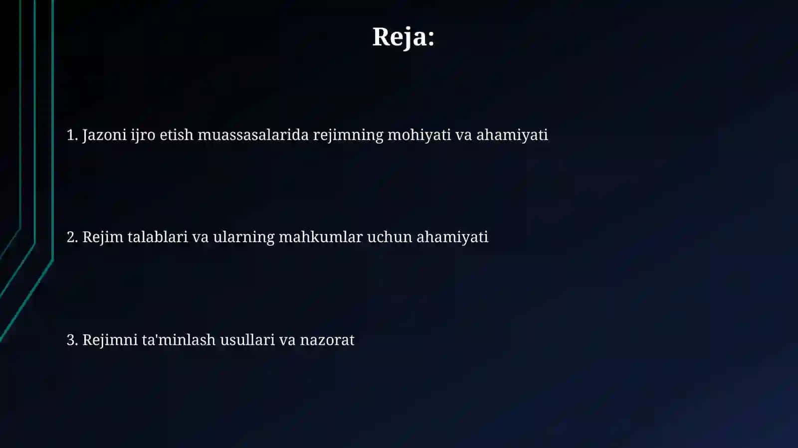 Jazoni ijro etish muassasalarida rejim 2