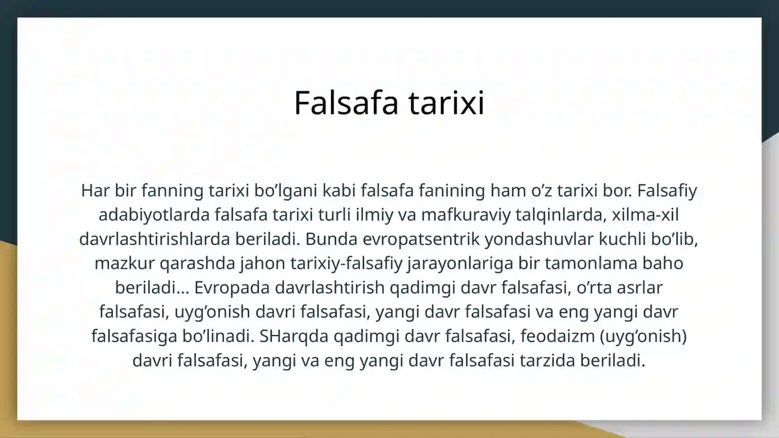 SHARQ FALSAFASI 2