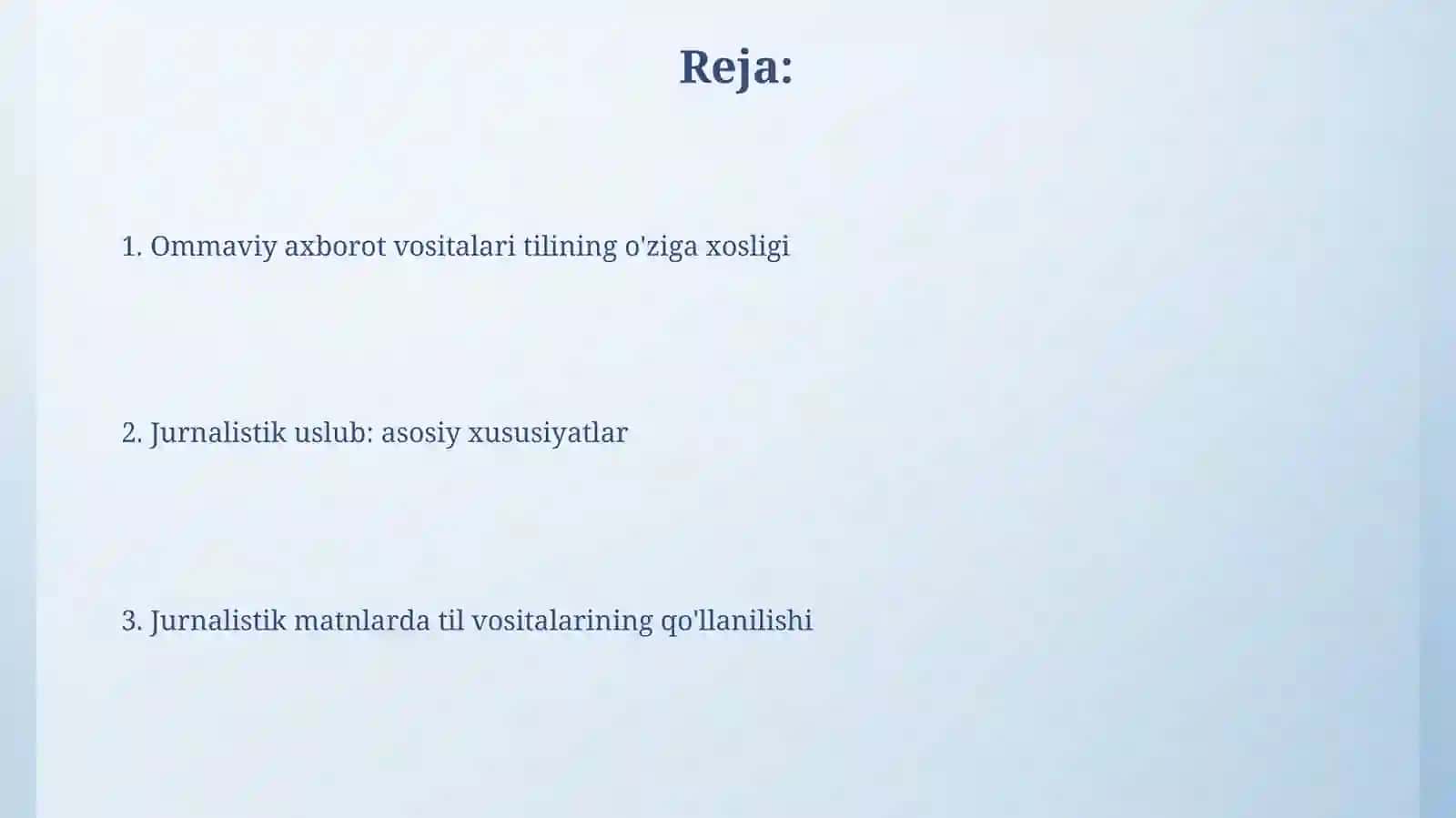 Publitsistik uslub. Ommaviy axborot vositalari tili 2