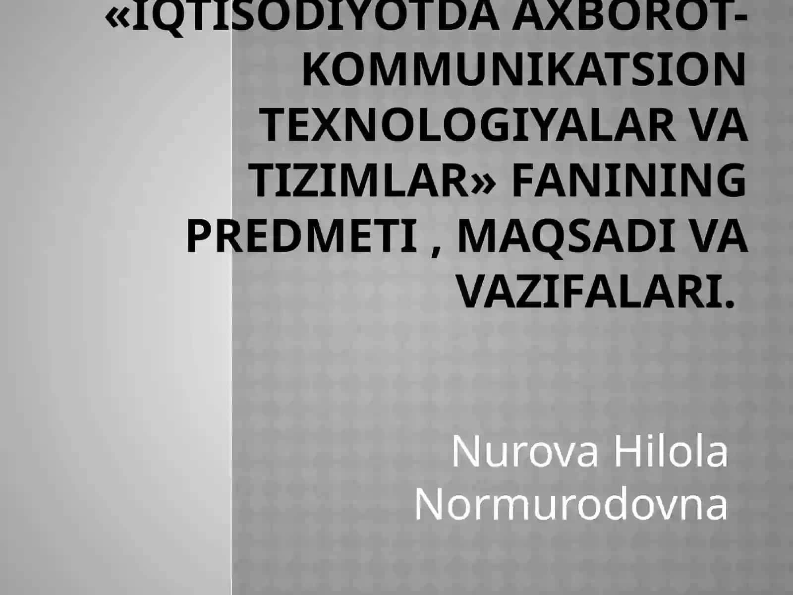 Iqtisodiyotda axborot-kommunikatsion texnologiyalar va tizimlar 2