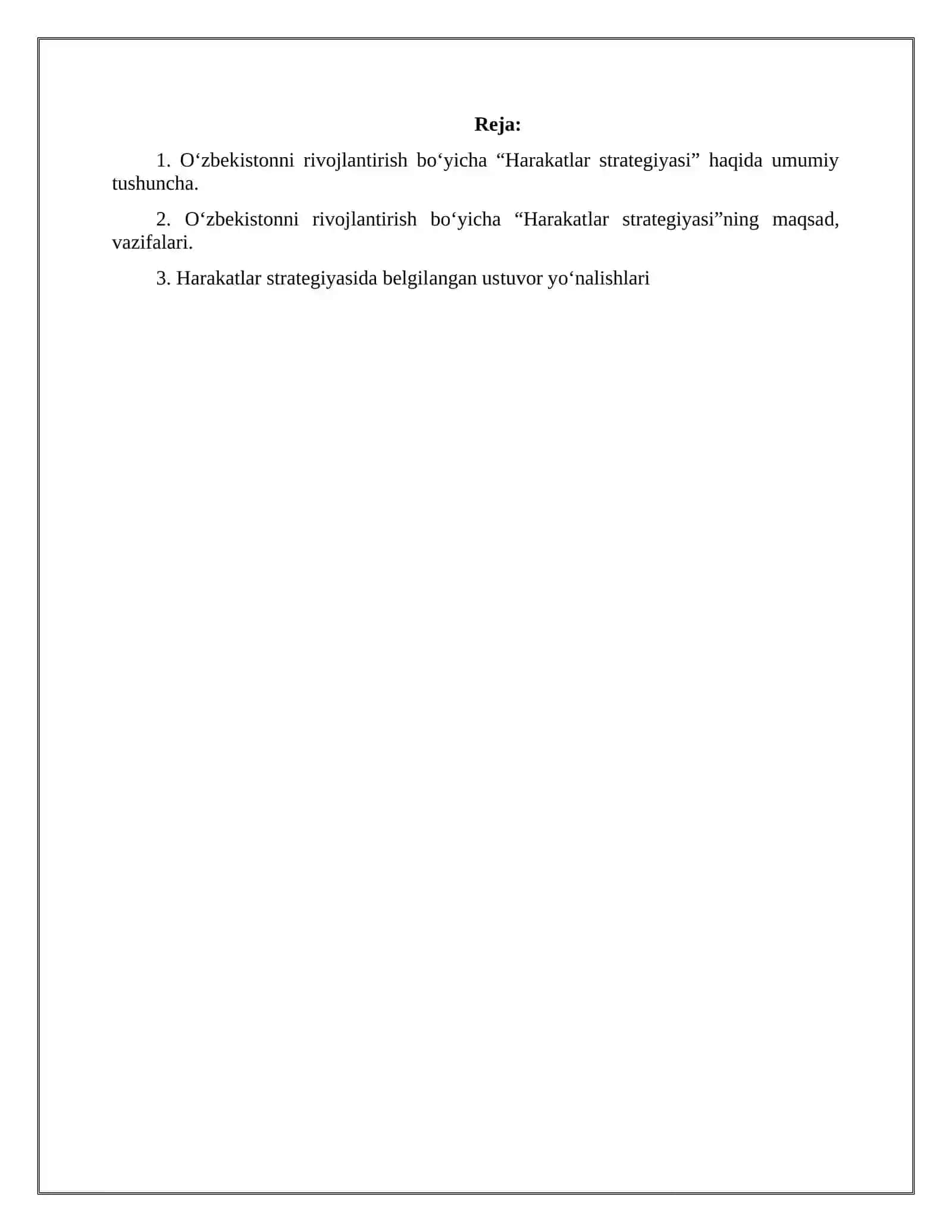 Harakatlar strategiyasi- O‘zbekiston Milliy Tarqqiyoti Yangi Bosqichining Asosi 2