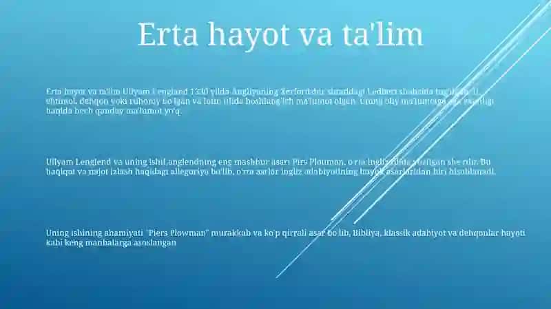 Uilyam Lengland va uning ishi 2