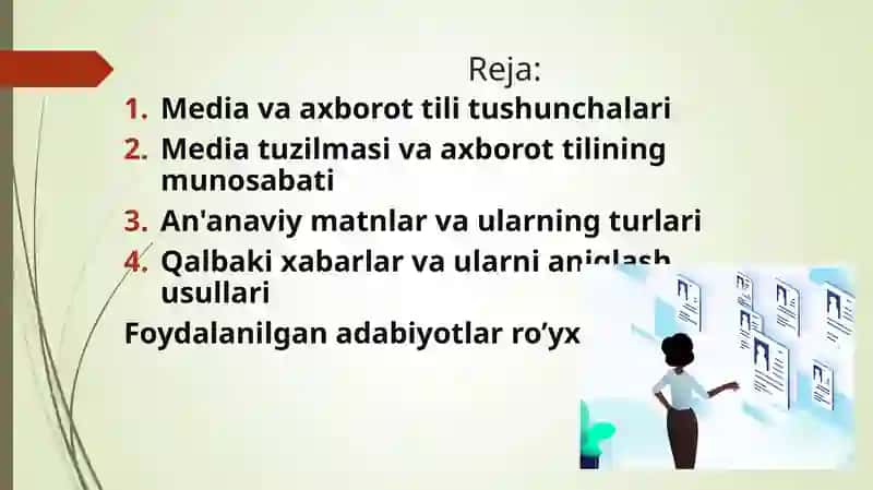 Media va axborot tili, media va an’anaviy matnlarni o’qish 2