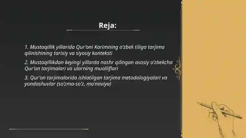 Mustaqillik yillarida Qur'oni Karimning o‘zbek tiliga tarjima qilinishining tarixiy va siyosiy konteksti 2