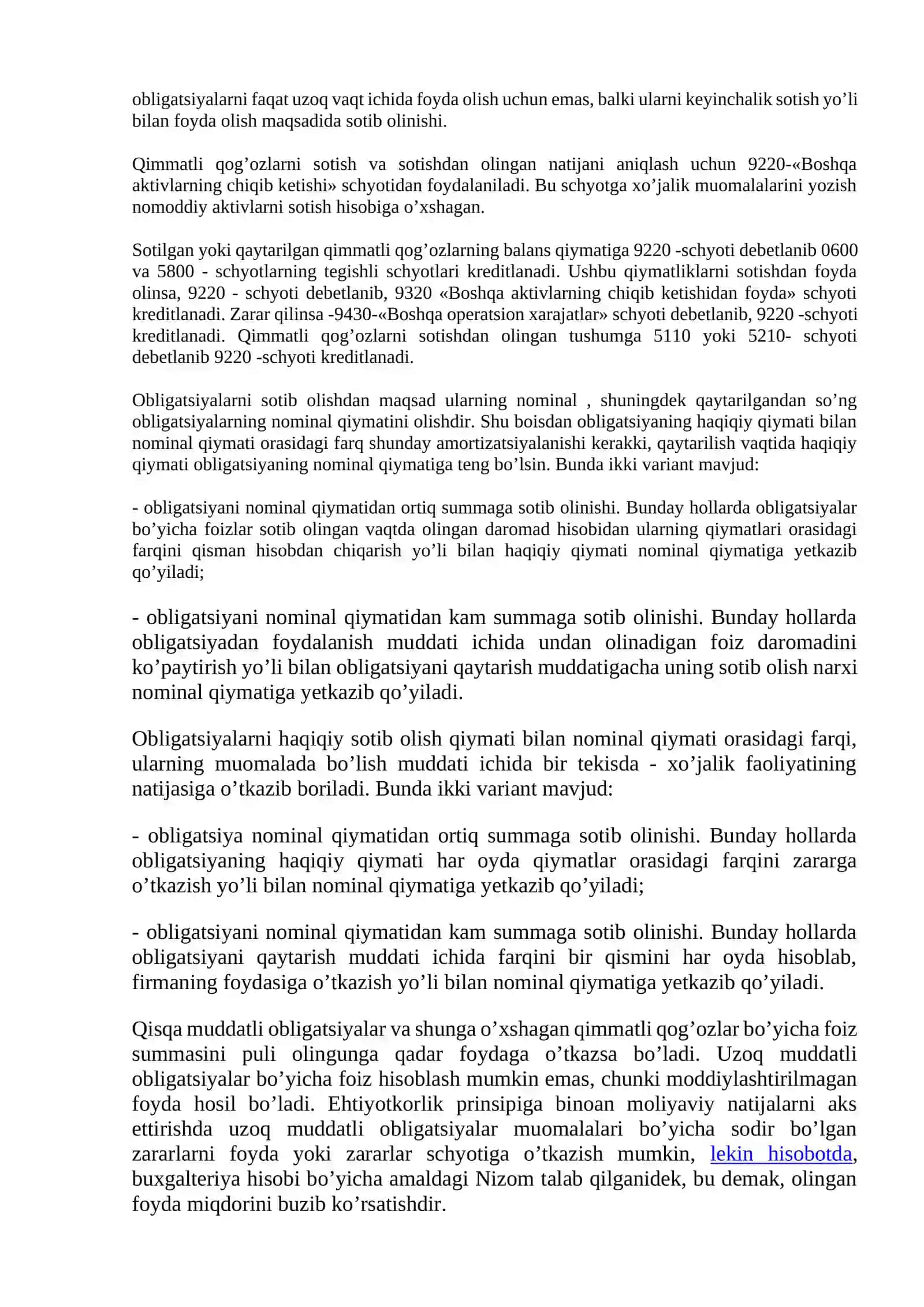 Buxgalteriyada qimmatli qog’ozlar hisobga oluvchi schyotlar 2