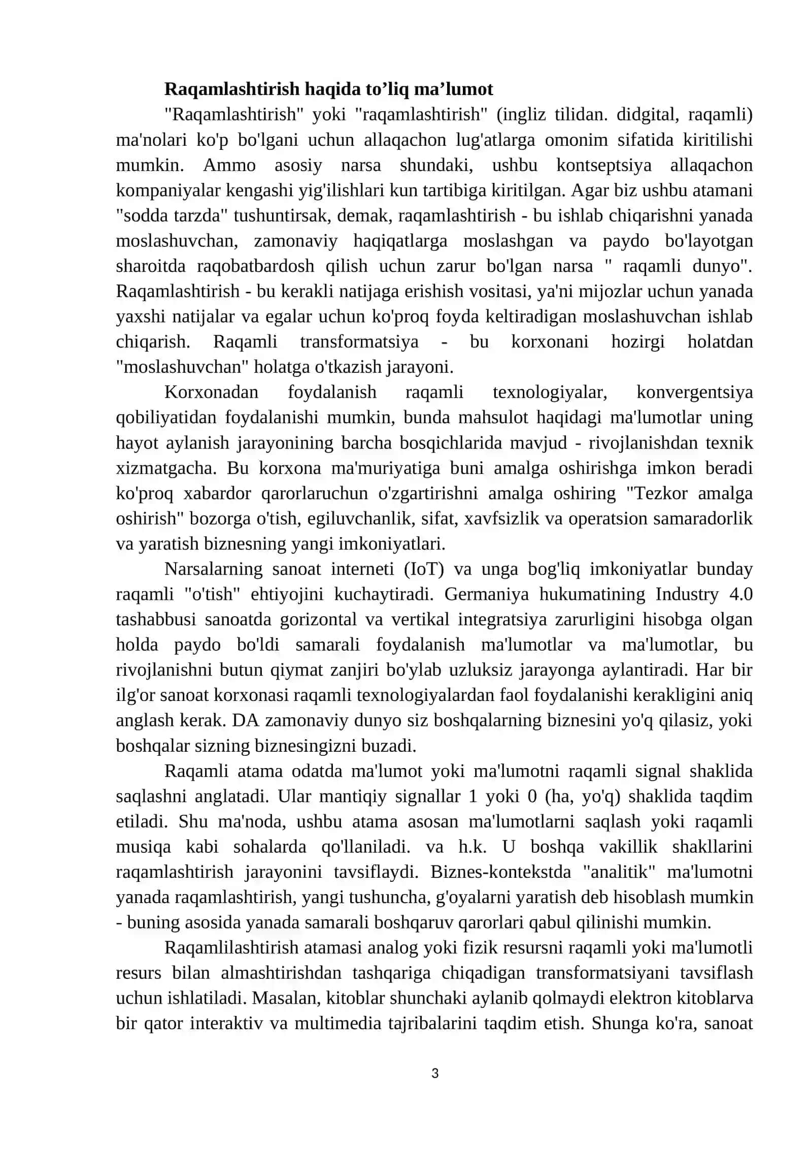 RAQAMLI BIZNES VA JARAYONLARNI RAQAMLASHTIRISH 2