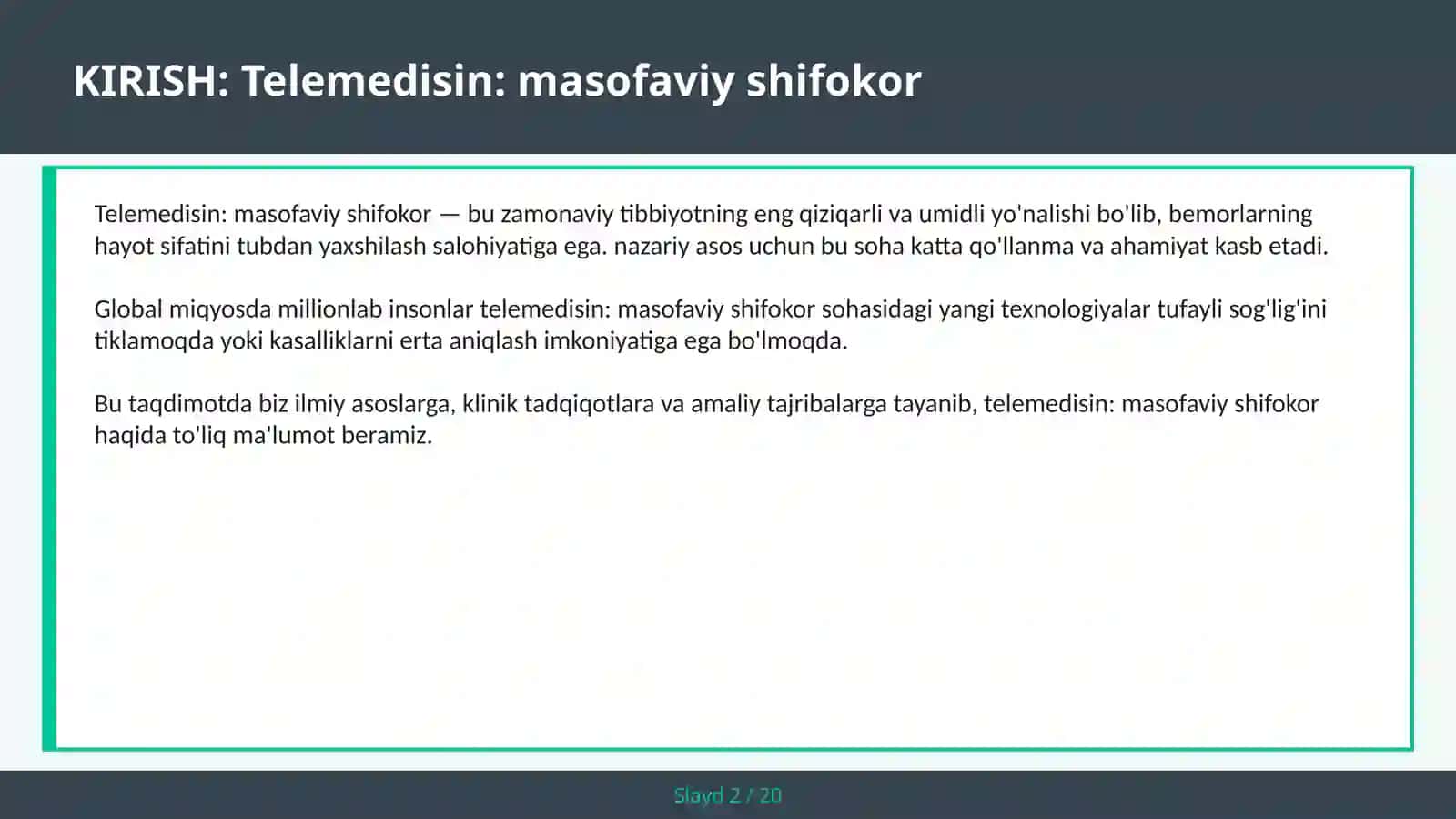 Telemedisin: masofaviy shifokor 2
