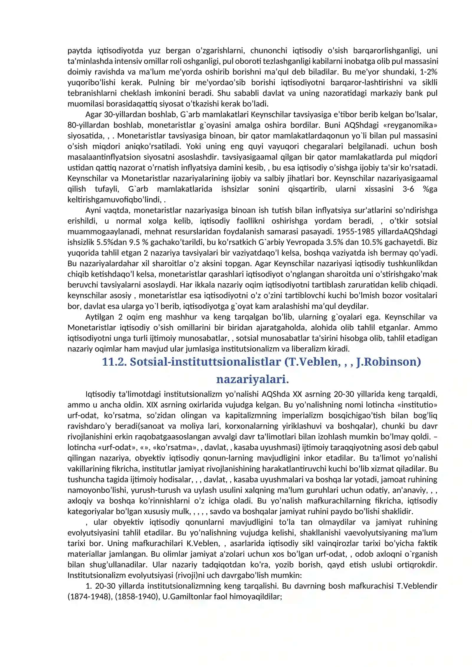 Monetaristlar, Sotsial-institutsionistlar va Liberalistlar Ta'limoti 2