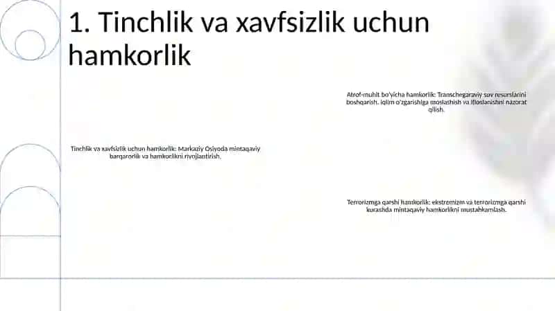 Tinchlik va xavfsizlik uchun hamkorlik 2