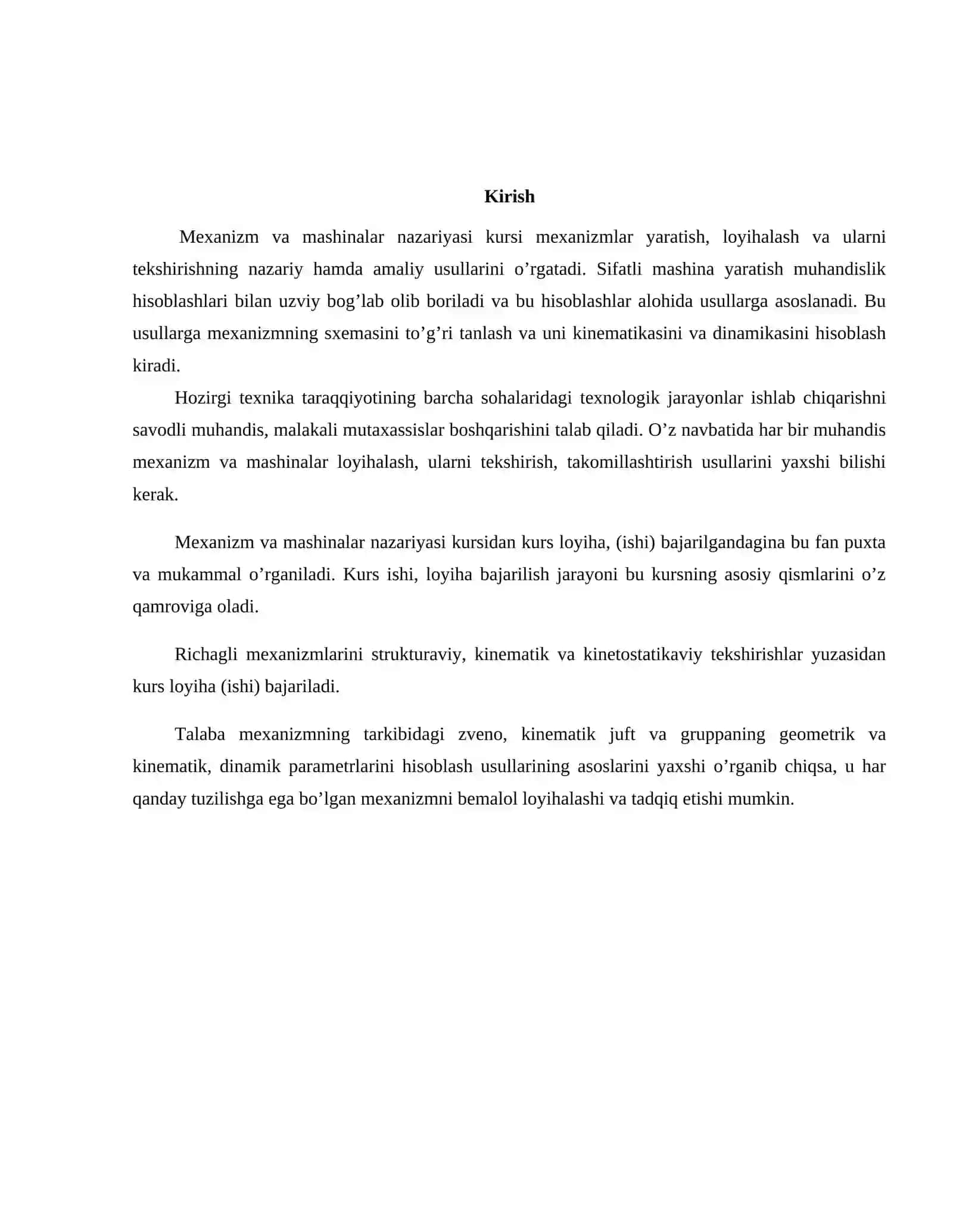 Mexanizm va mashinalar nazariyasi kursi 2