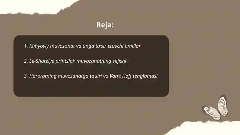 Kimyoviy muvozanat va unga ta'sir etuvchi omillar 2