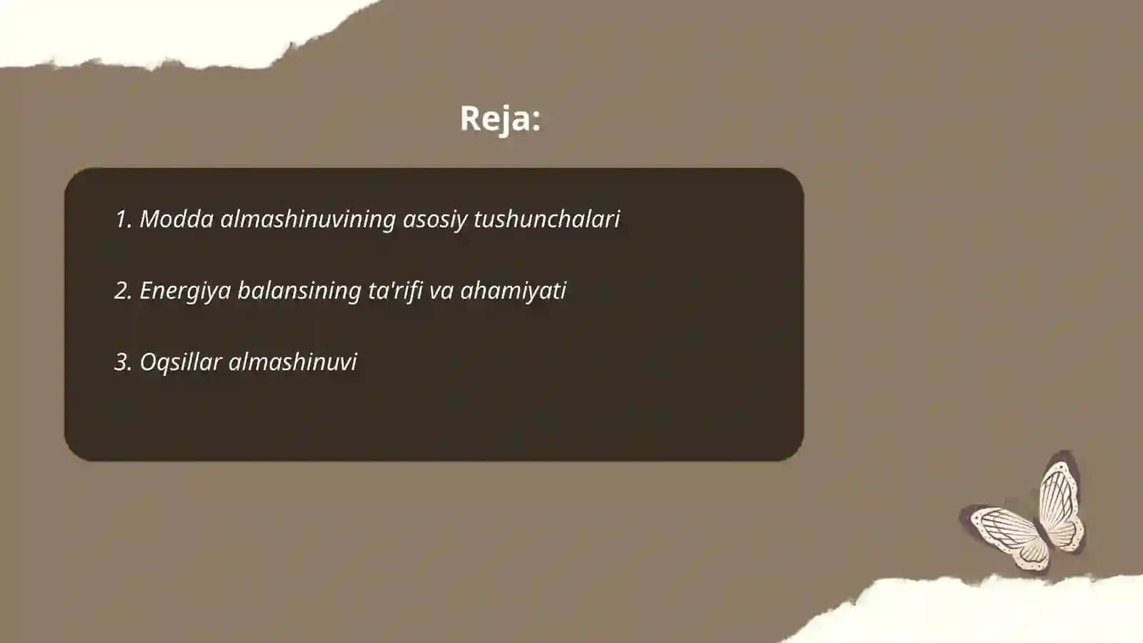 Modda va energiya almashinuvi 2