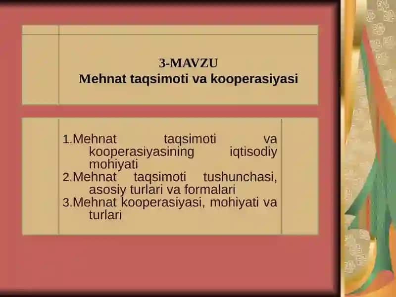 Mehnat Taqsimoti 2