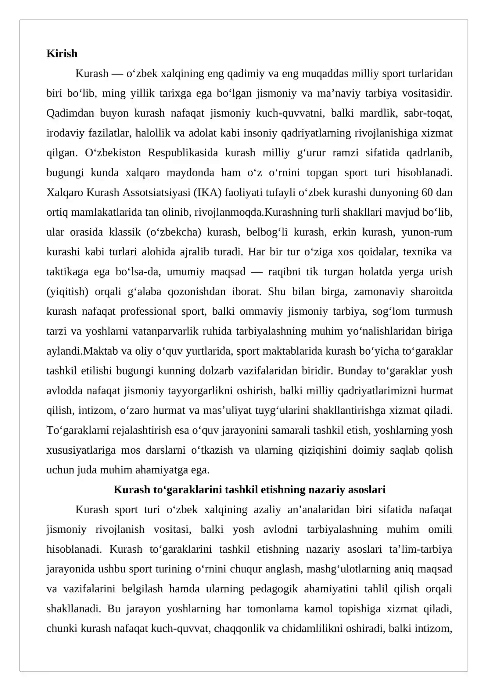 Kurash to‘garaklarini rejalashtirish ishlari 2