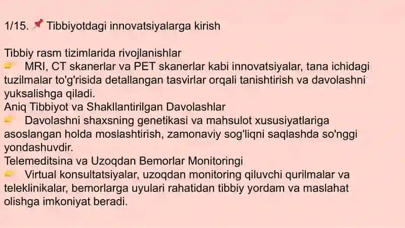 Innovatsiyalar.Inovatsion tibbiy texnologiyalari va ularning tibbiyotdagi ahamiyati 2