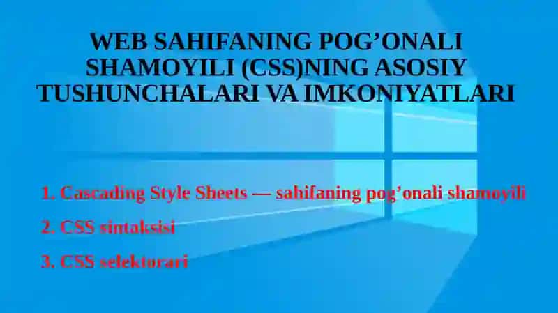CSS ning asosiy tushunchalari 2