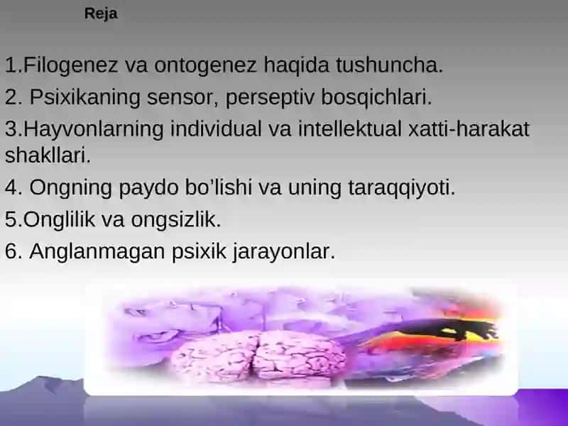 Psixika va Ong taraqqiyoti 2