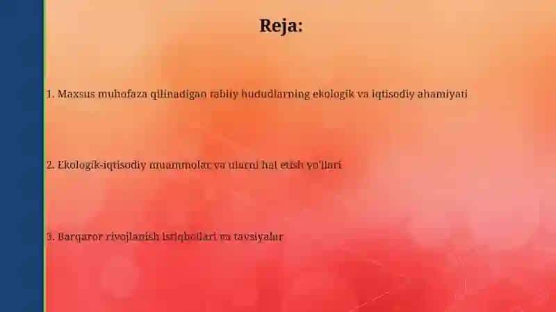Maxsus muhofaza qilinadigan tabiiy hududlar va ularning ekologik-iqtisodiy muammolari 2