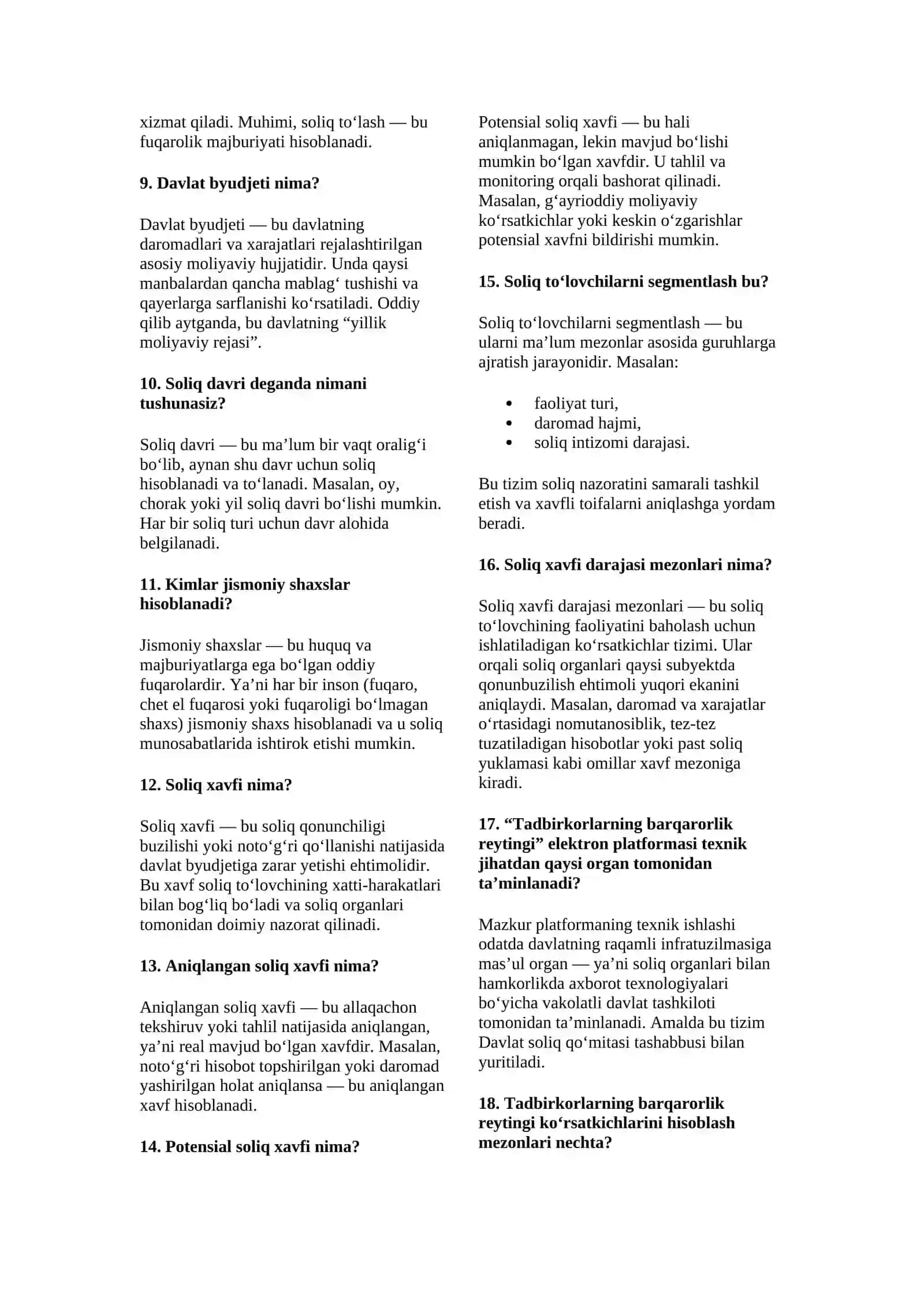 Soliqga ishga kiruvchilar uchun argos suhbat savol va javoblari bilan 2