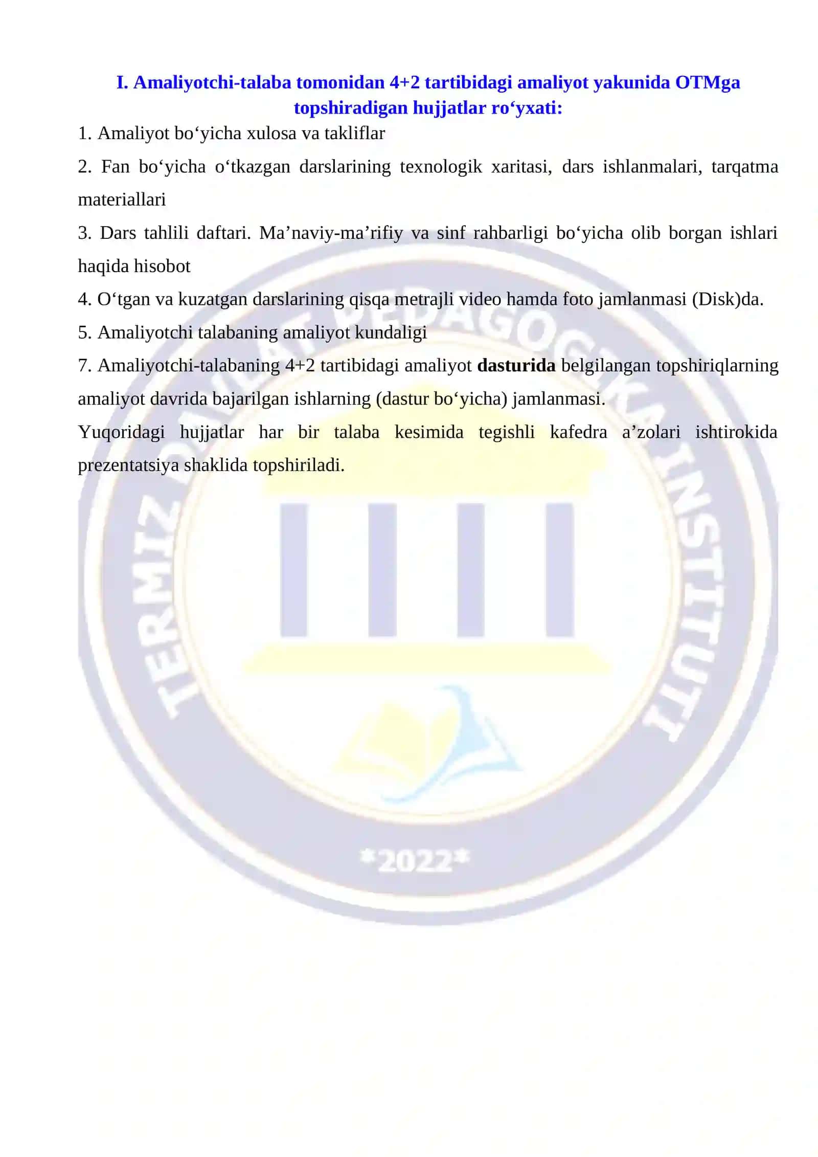 4+2 TARTIBIDAGI AMALIYOTI KUNDALIK DAFTARI 2