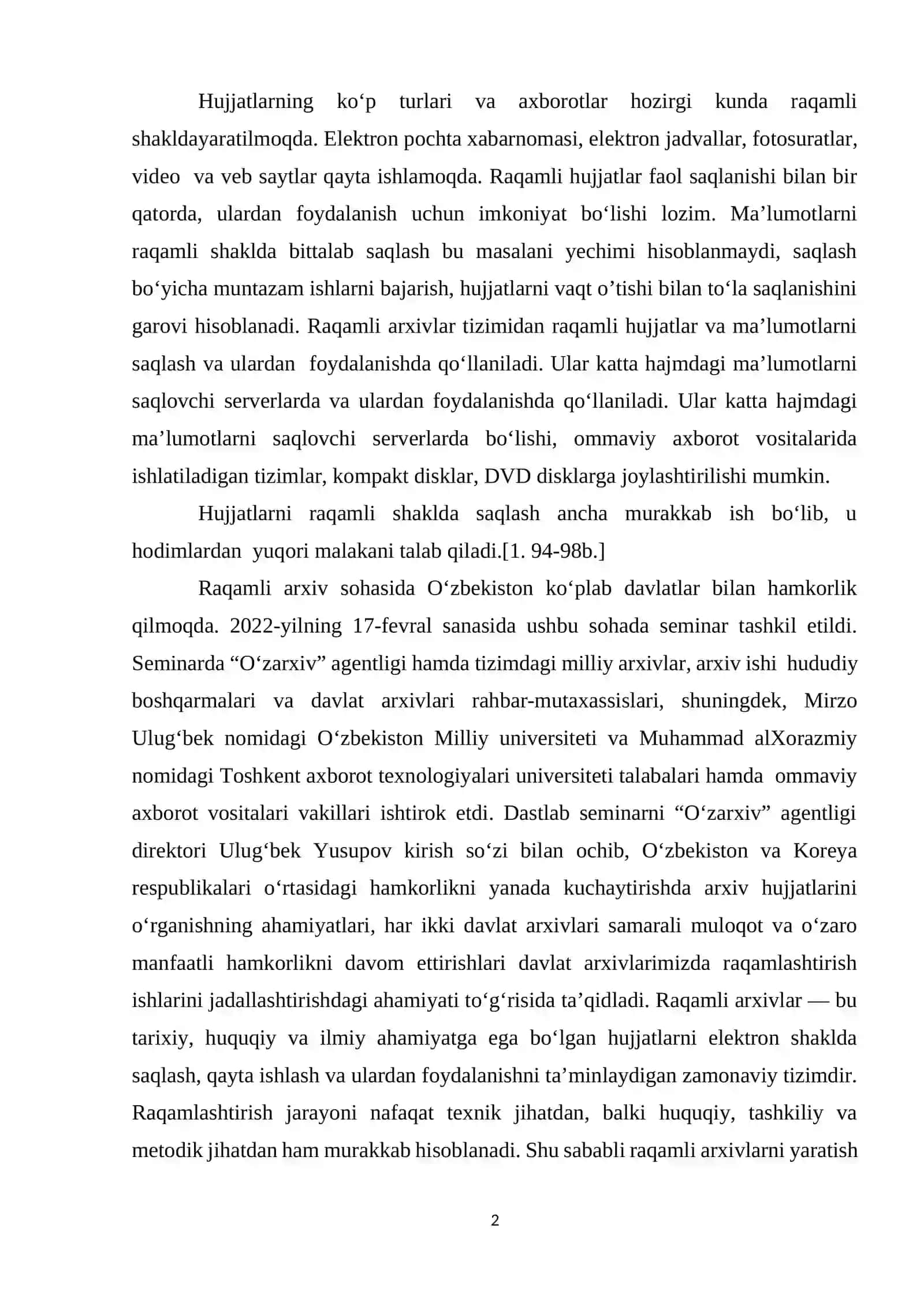 Yevropa mamlakatlarida zamonaviy arxivshunoslik va arxiv ishining o'ziga xos xususiyatlari 2
